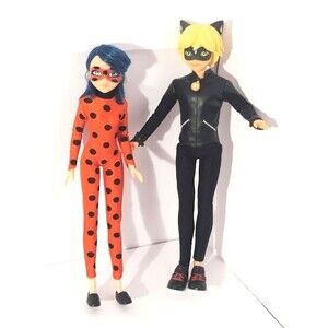 Miraculous Cat Noir & LadyBug Articulated Fashion Doll Lot of 2